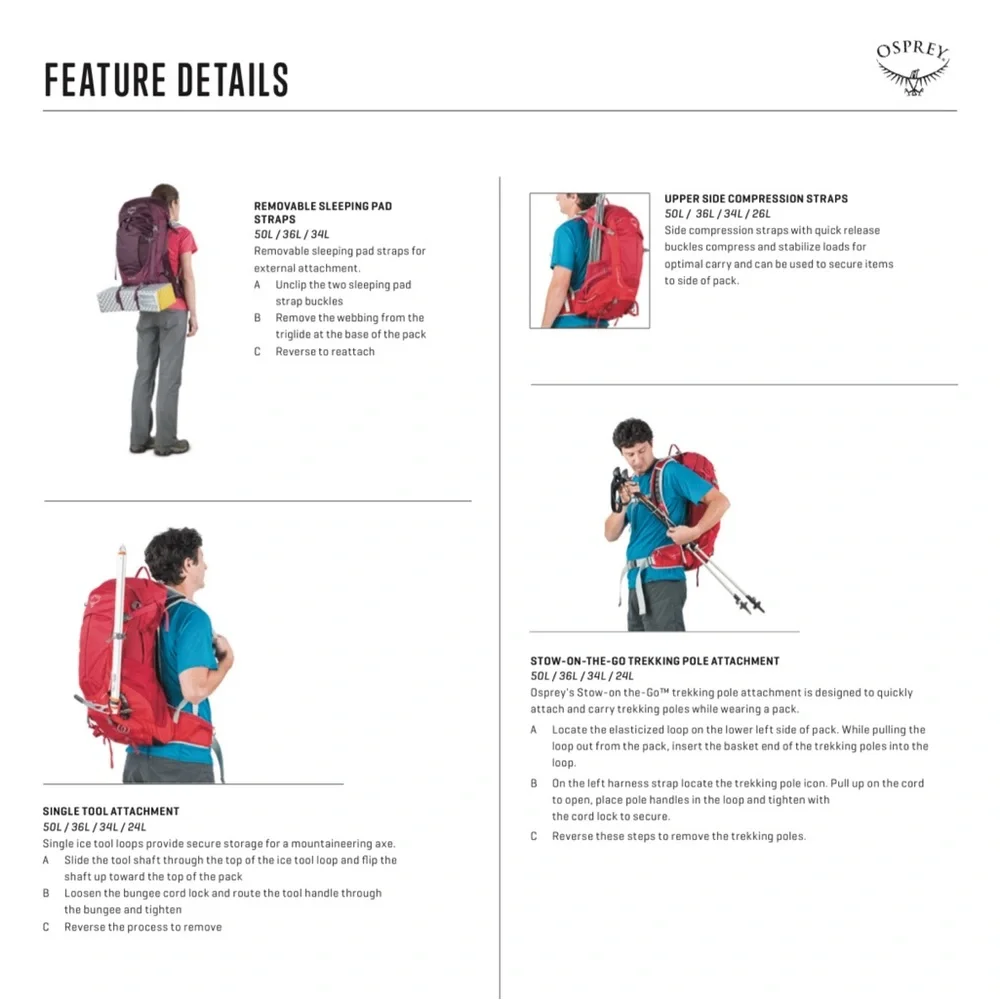 Osprey Men's Red Stratos 50 M/L 48-58cm